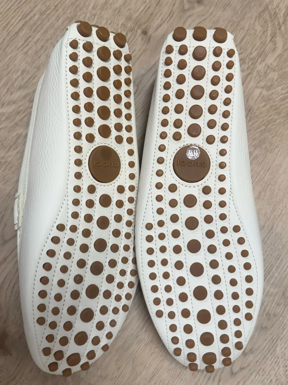 Gucci White Leather Loafers with Green and Red Web and Silver Horsebit